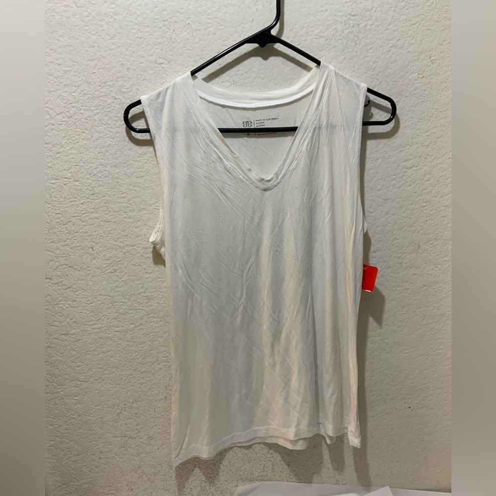Albion White Sleeveless V neck Top